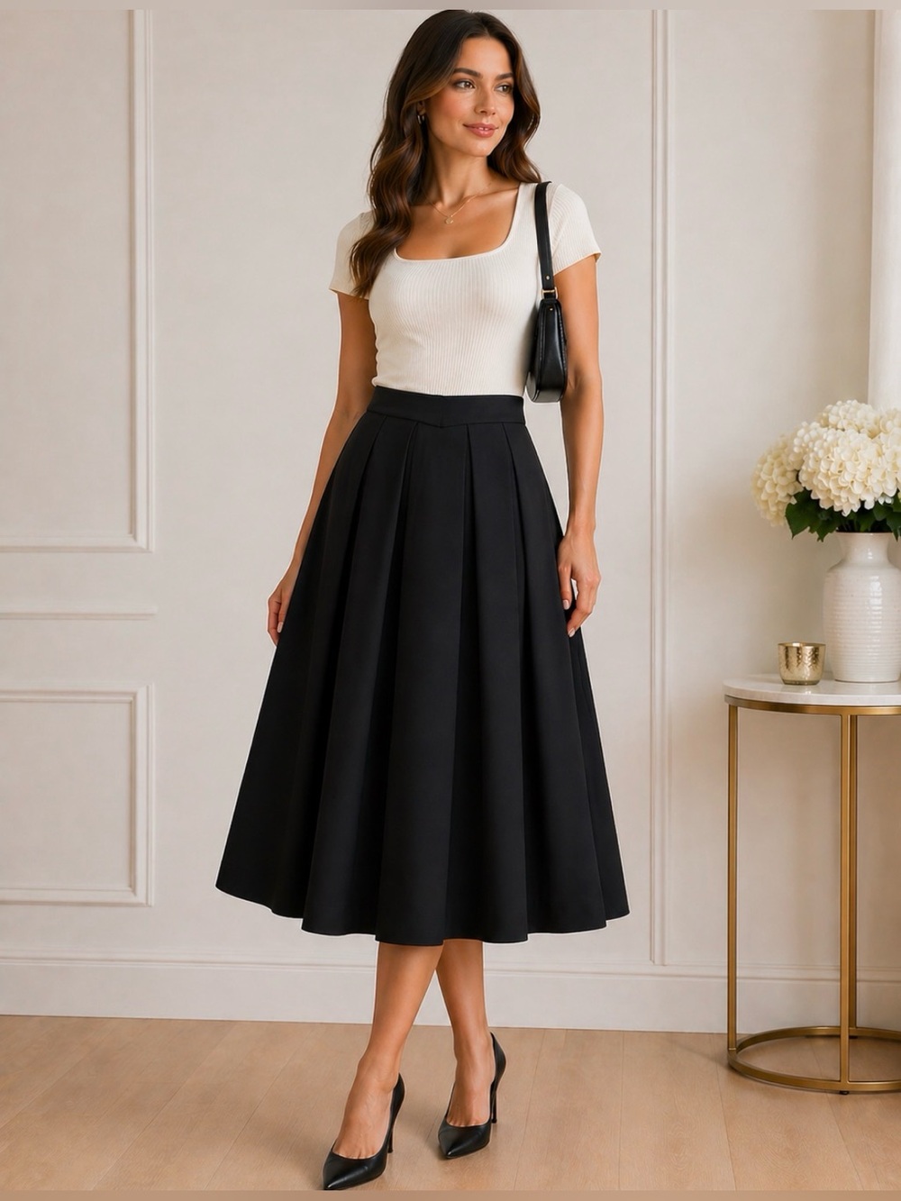 Pink Tartan Black Pleated Midi Skirt – Size 4